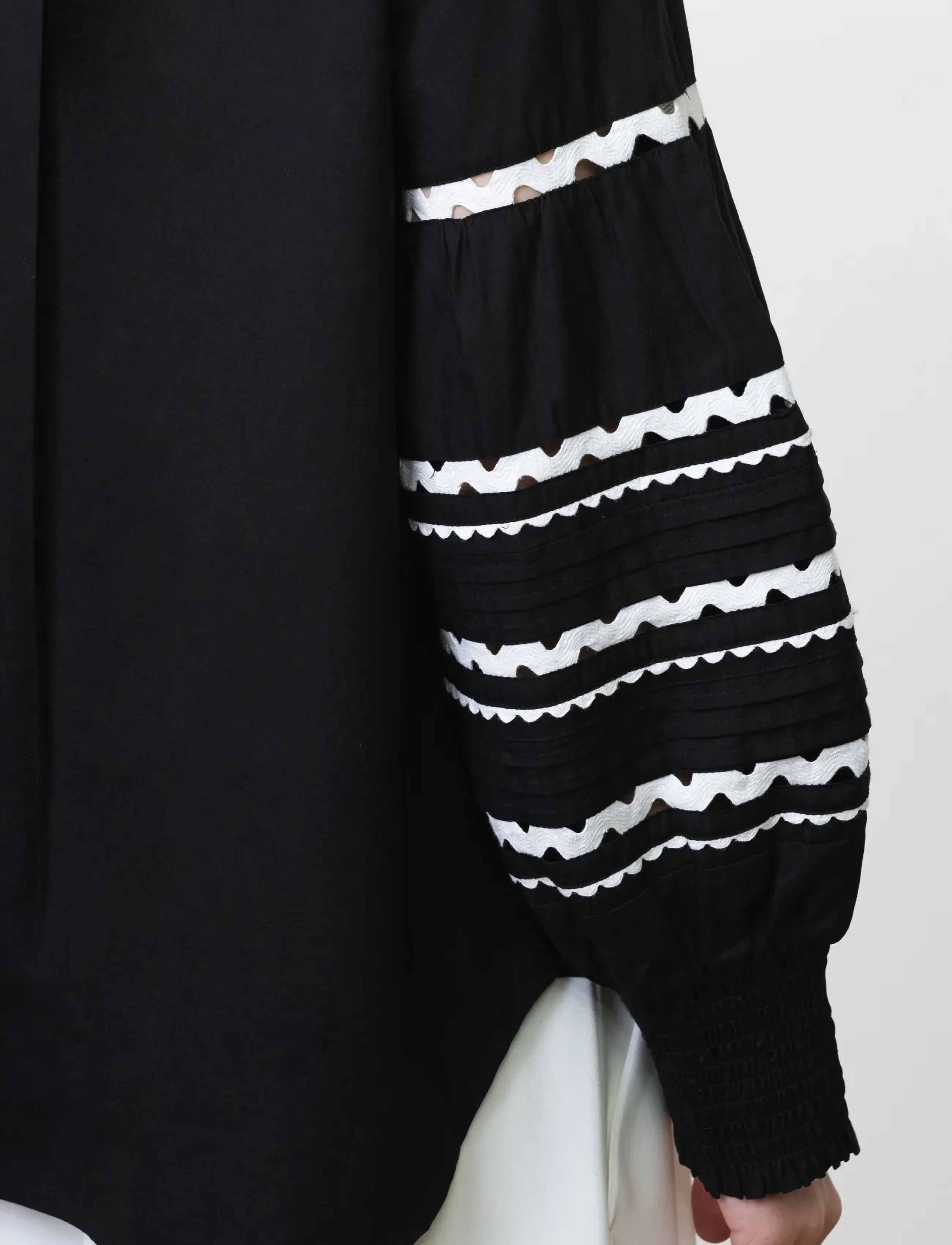 French Connection CAMBRIA COTTON RIC RAC SHIRT - Naistele - BLACK/LINEN WHITE / black