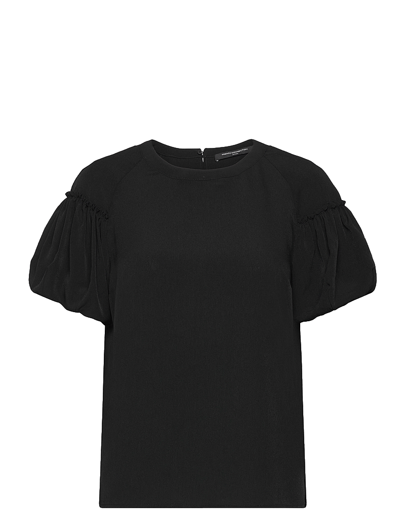 French Connection - CREPE LIGHT PUFF SLEEVE TOP - t-shirts - black - 0