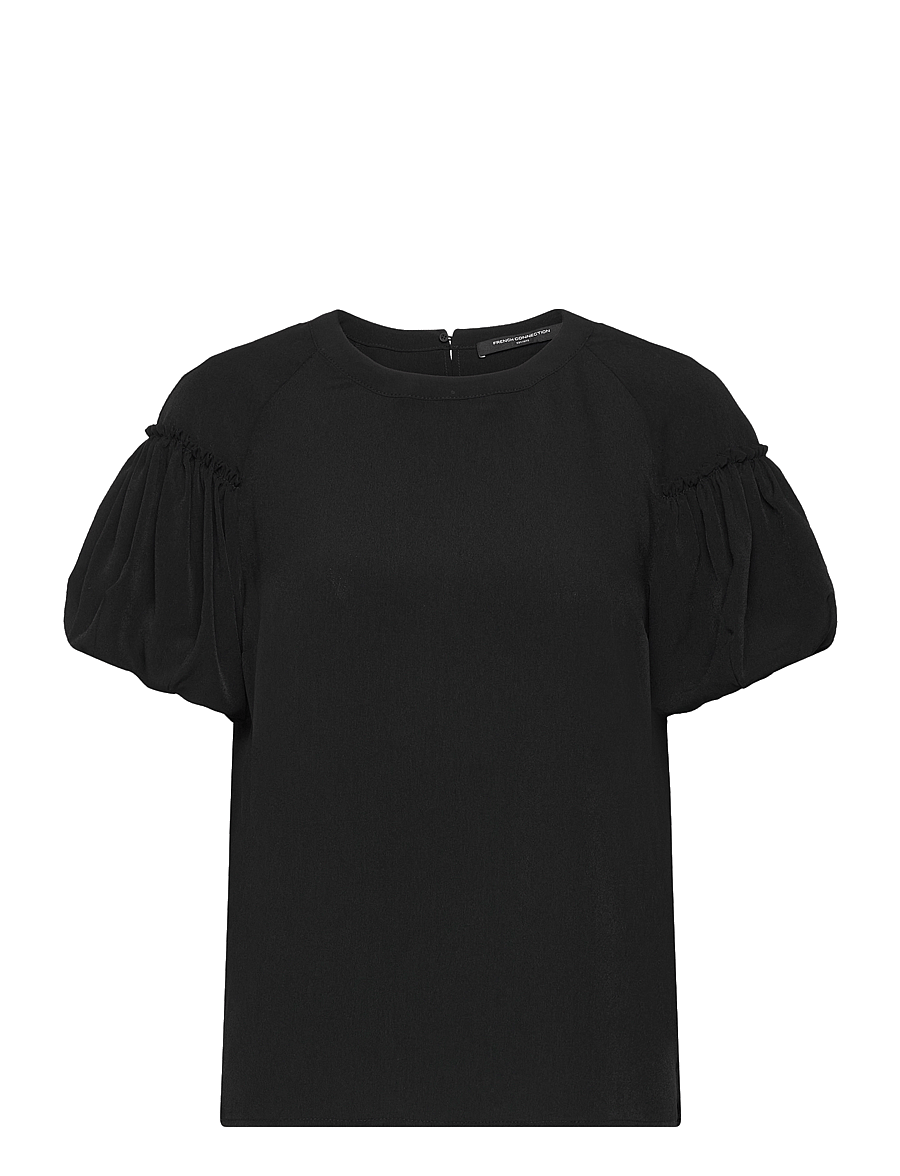 French Connection - CREPE LIGHT PUFF SLEEVE TOP - t-shirts - black - 0