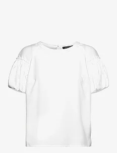 CREPE LIGHT PUFF SLEEVE TOP, French Connection