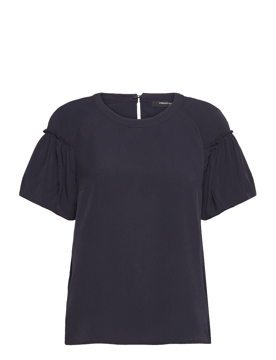 French Connection - CREPE LIGHT PUFF SLEEVE TOP - t-shirts - utility blue - 1