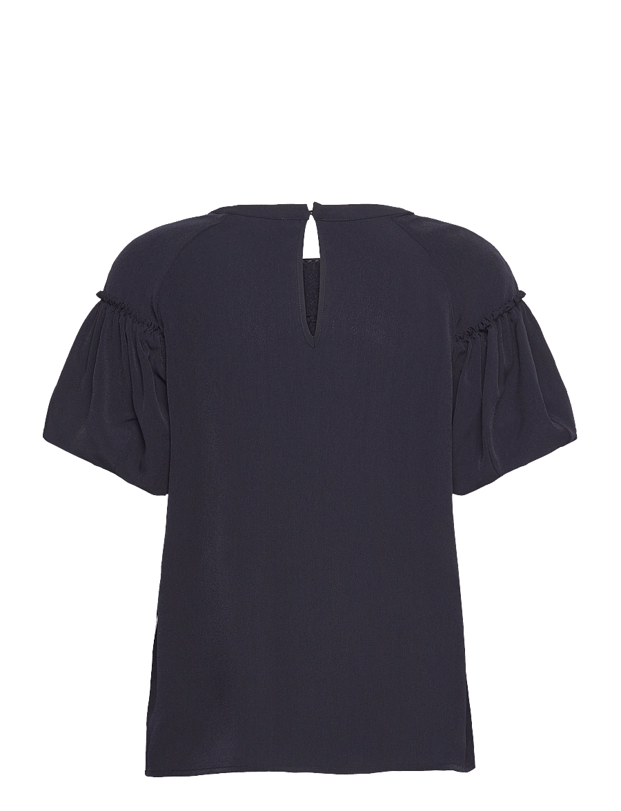 French Connection - CREPE LIGHT PUFF SLEEVE TOP - t-shirts - utility blue - 2