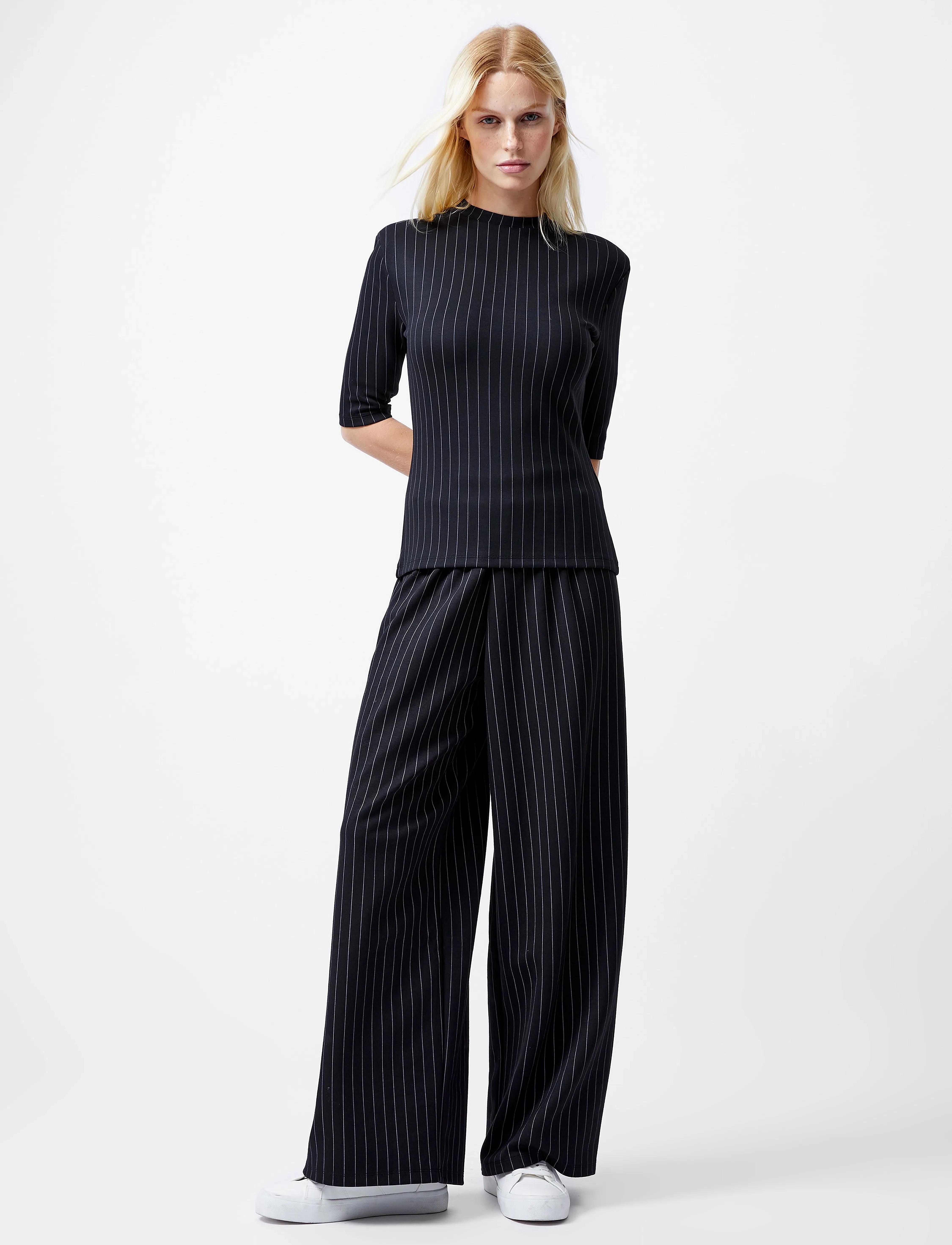 French Connection Crepe Light Puff Sleeve Top, Kvinder, Pufærme Top, Navy, Str: L