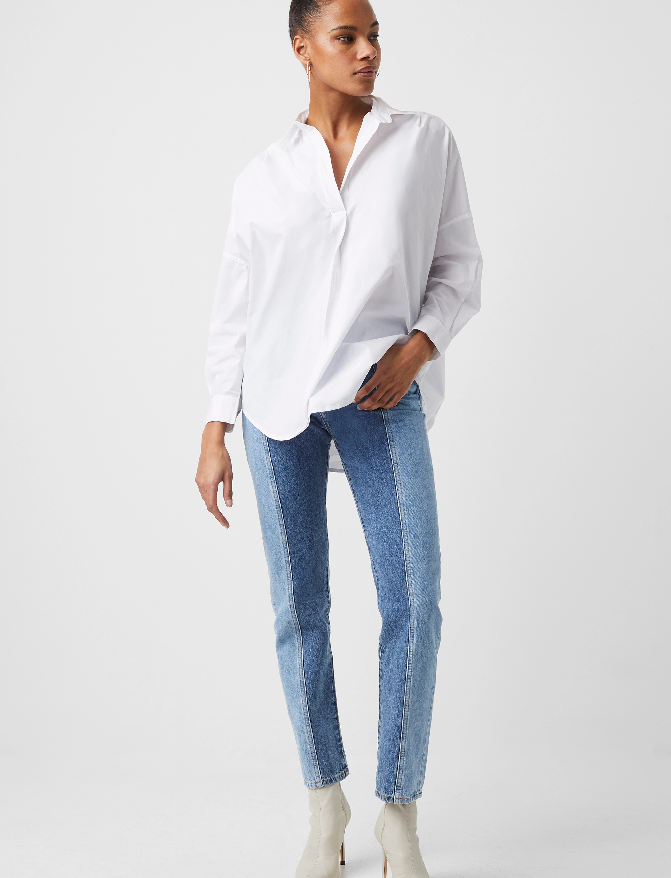 French Connection Rhodes L/S Popover, Kvinder, Popover Skjorte, Hvid, Str: XS
