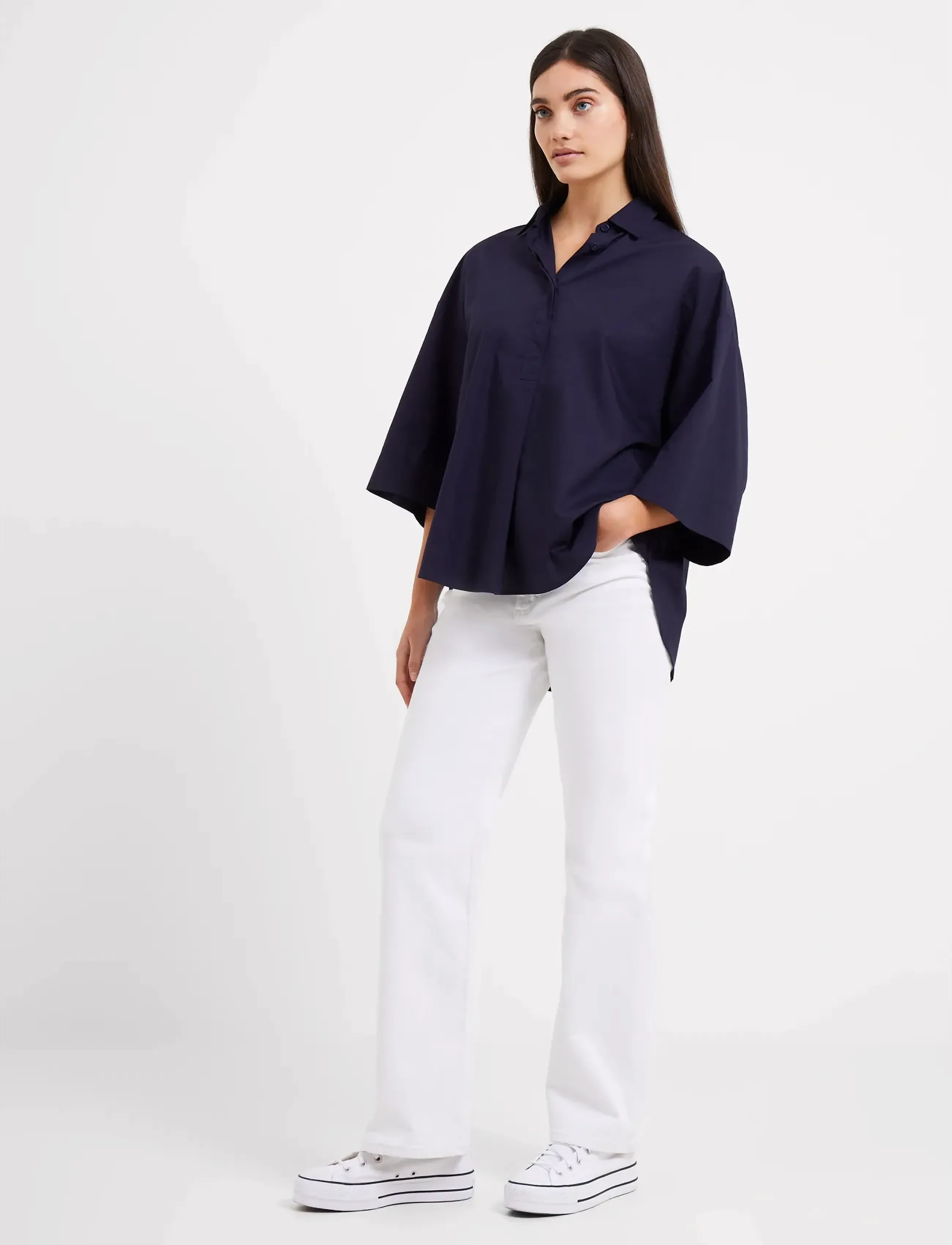 French Connection - RHODES POPLIN SS POPOVER - long-sleeved shirts - marine - 2