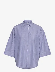 French Connection - RHODES POP STRP SS POPOVR - kortärmade skjortor - linen white/marine - 0