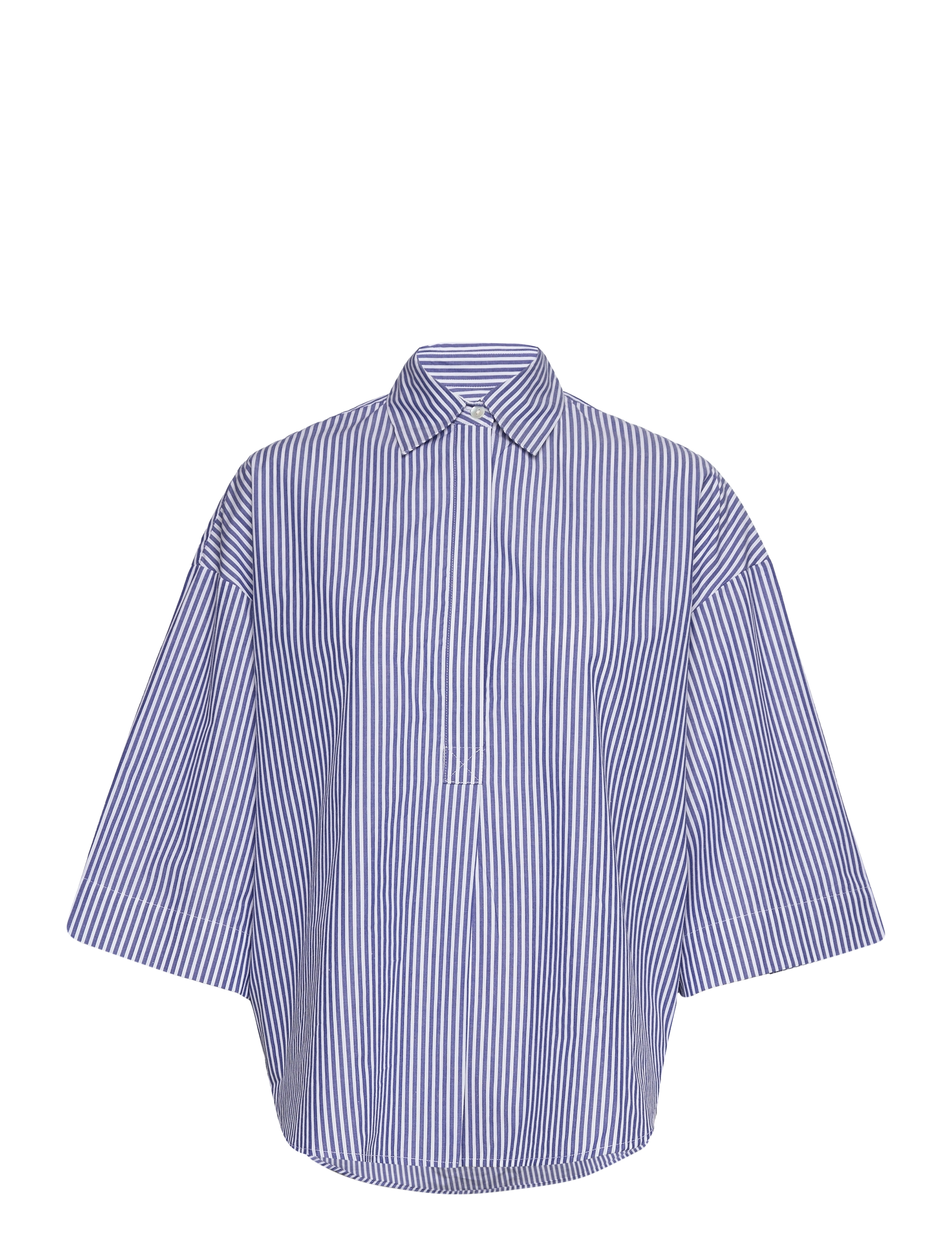 French Connection RHODES POP STRP SS POPOVR - Skjorter - LINEN WHITE/MARINE / blue