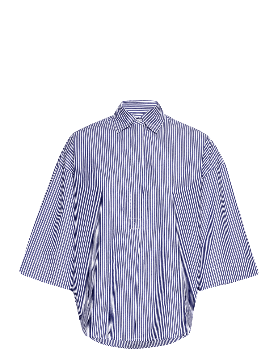 French Connection - RHODES POP STRP SS POPOVR - linen white/marine - 1