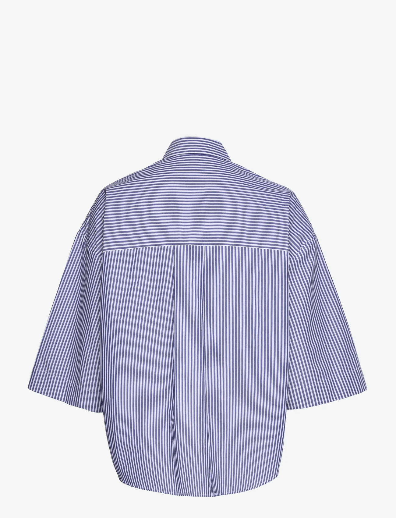 French Connection - RHODES POP STRP SS POPOVR - kortärmade skjortor - linen white/marine - 1