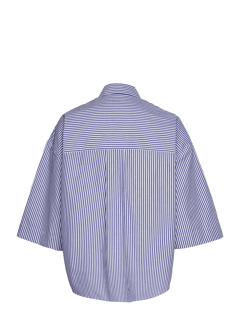 French Connection - RHODES POP STRP SS POPOVR - short-sleeved shirts - linen white/marine - 2