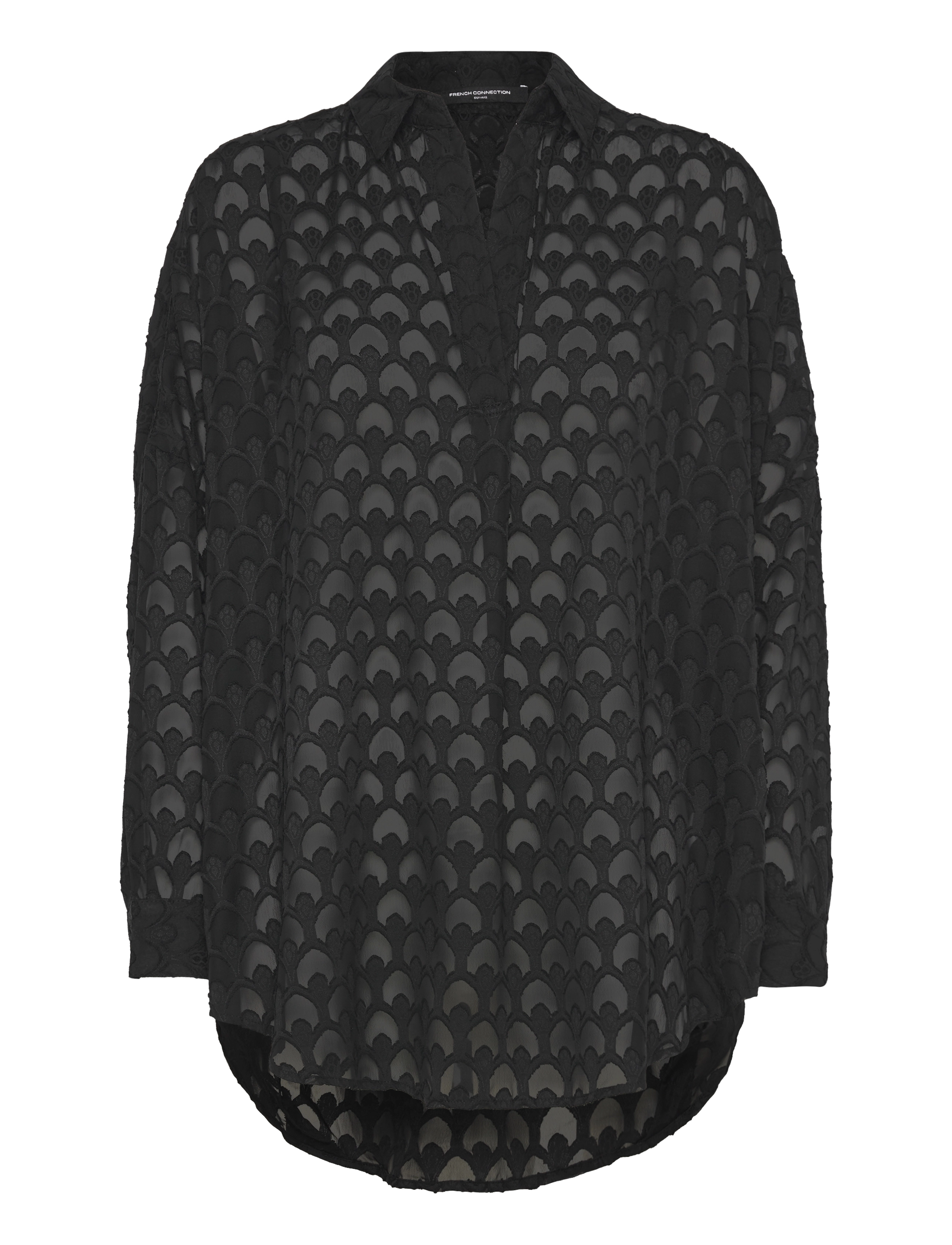 FRENCH CONNECTION Geo Burnout Popover Shirt Schwarz - M - Damen