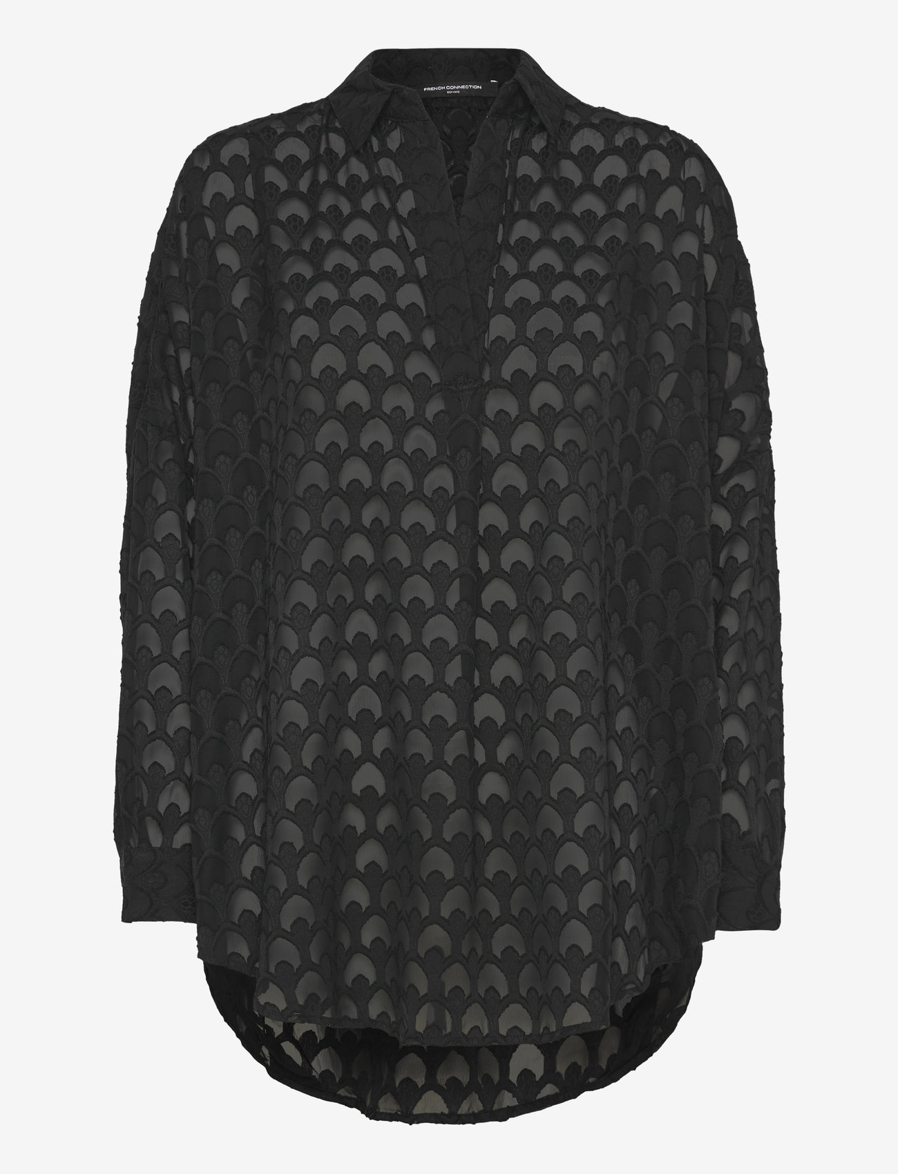 French Connection - GEO BURNOUT POPOVER SHIRT - langärmlige hemden - blackout - 1
