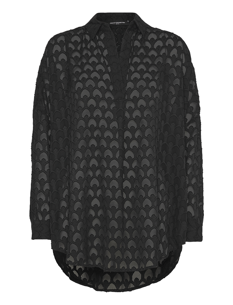 French Connection - GEO BURNOUT POPOVER SHIRT - langärmlige hemden - blackout - 1