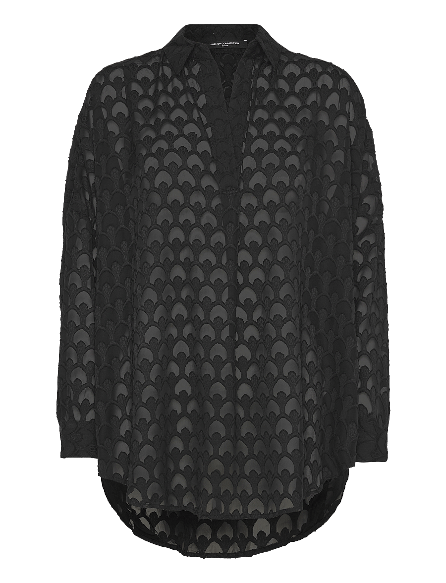 French Connection - GEO BURNOUT POPOVER SHIRT - langærmede skjorter - blackout - 1
