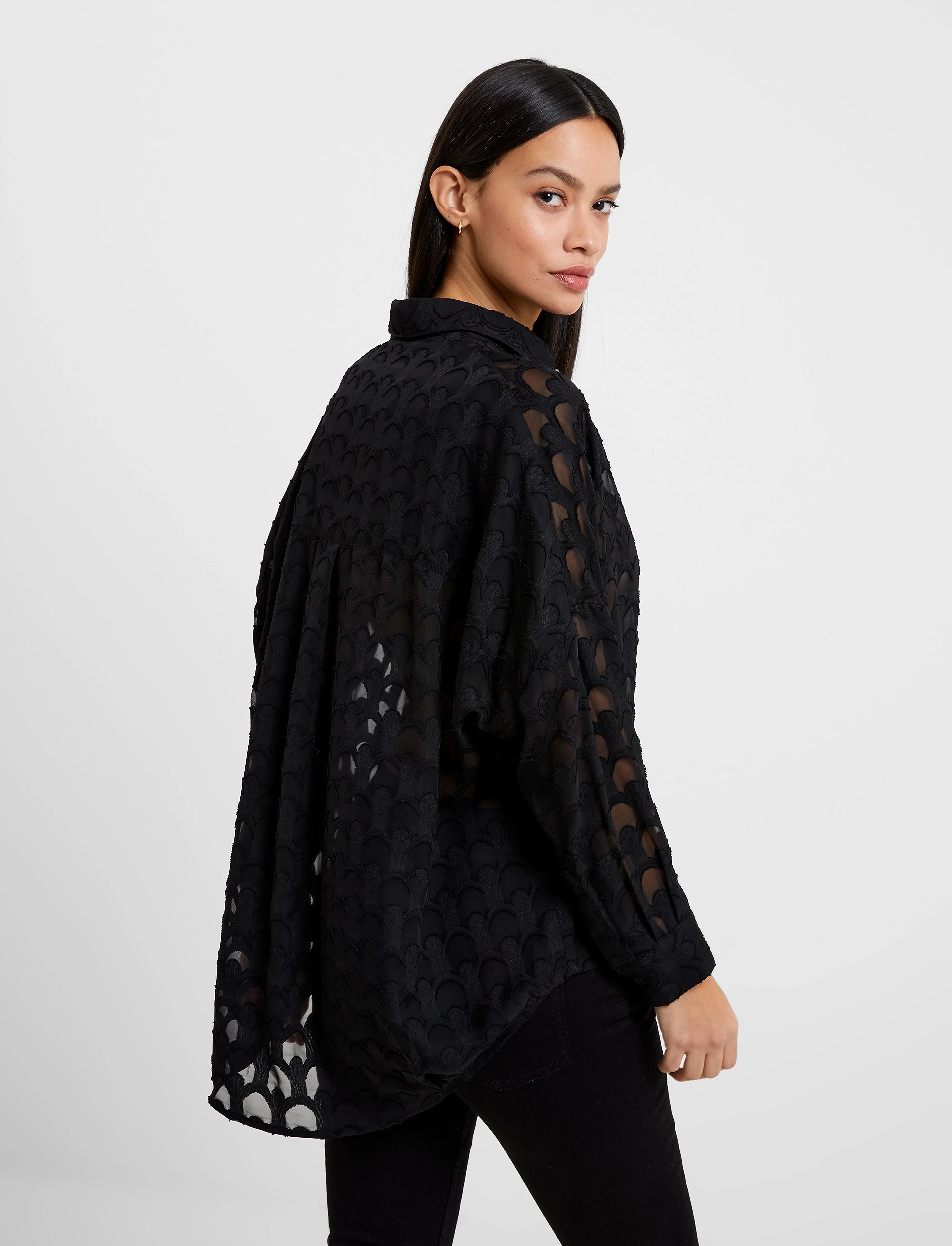 French Connection - GEO BURNOUT POPOVER SHIRT - langærmede skjorter - blackout - 3