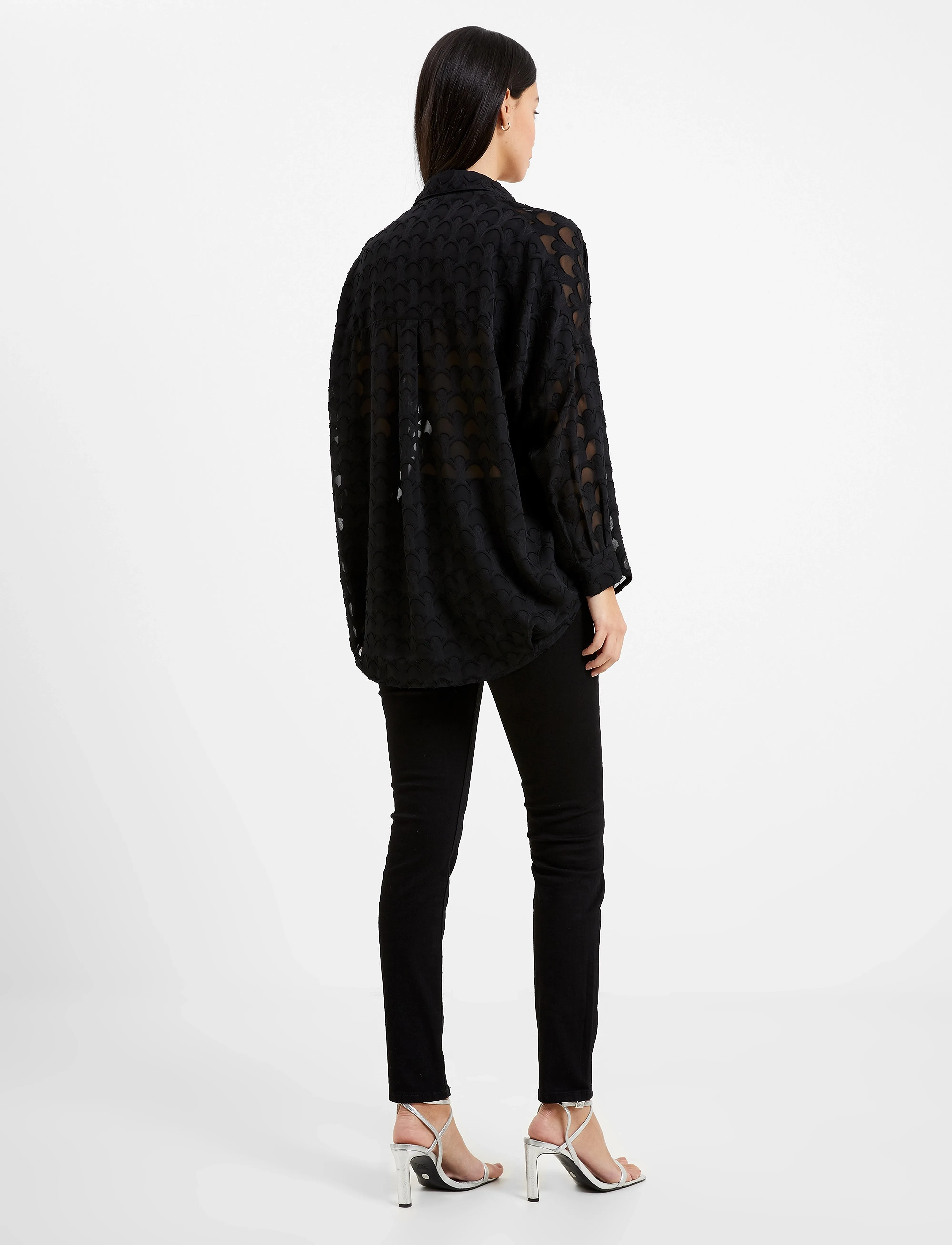 French Connection - GEO BURNOUT POPOVER SHIRT - langærmede skjorter - blackout - 4