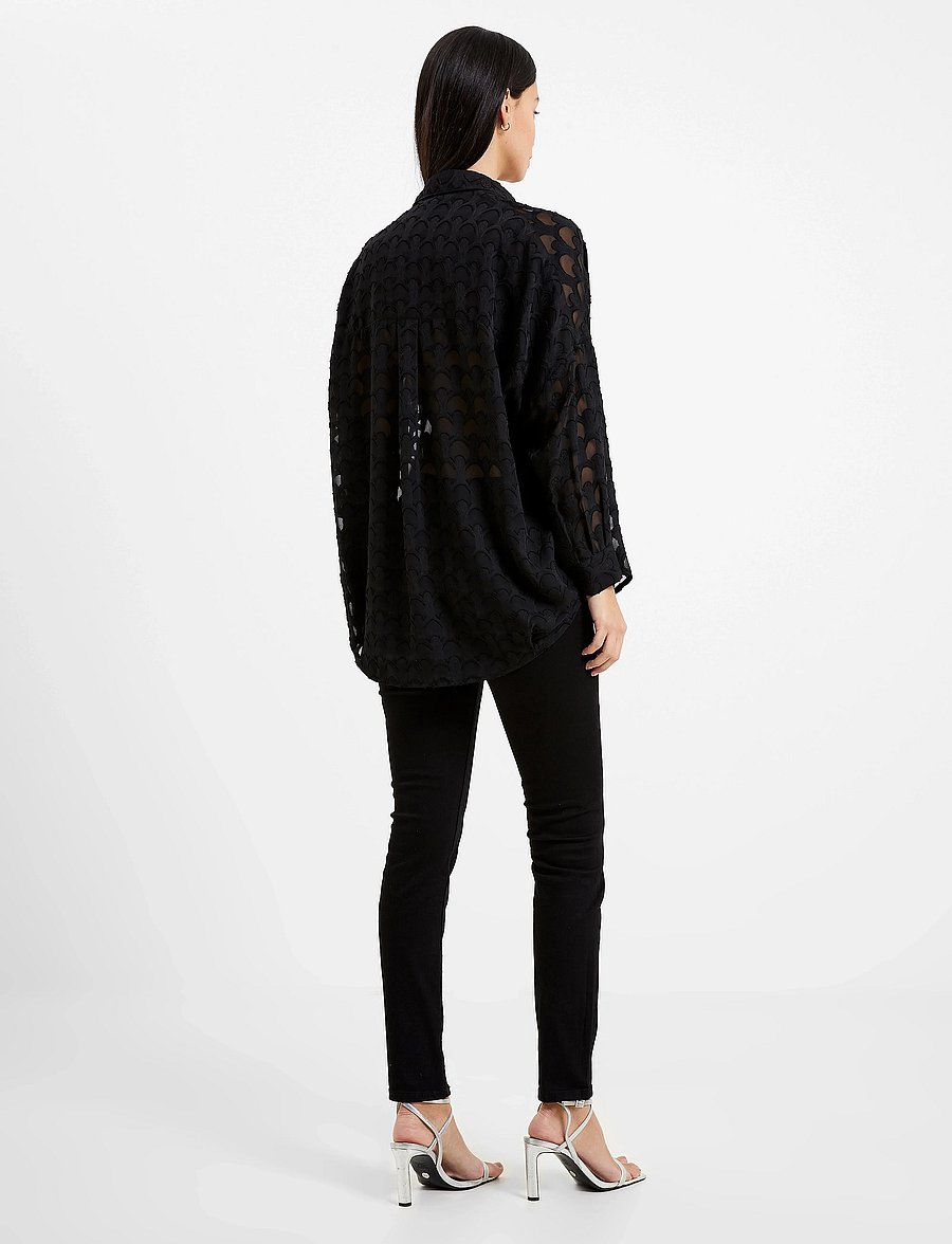French Connection - GEO BURNOUT POPOVER SHIRT - langærmede skjorter - blackout - 4
