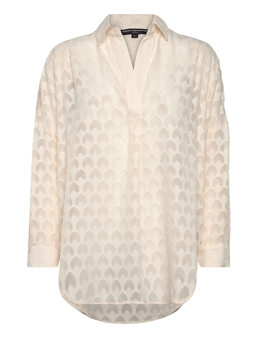 French Connection - GEO BURNOUT POPOVER SHIRT - classic cream - 1