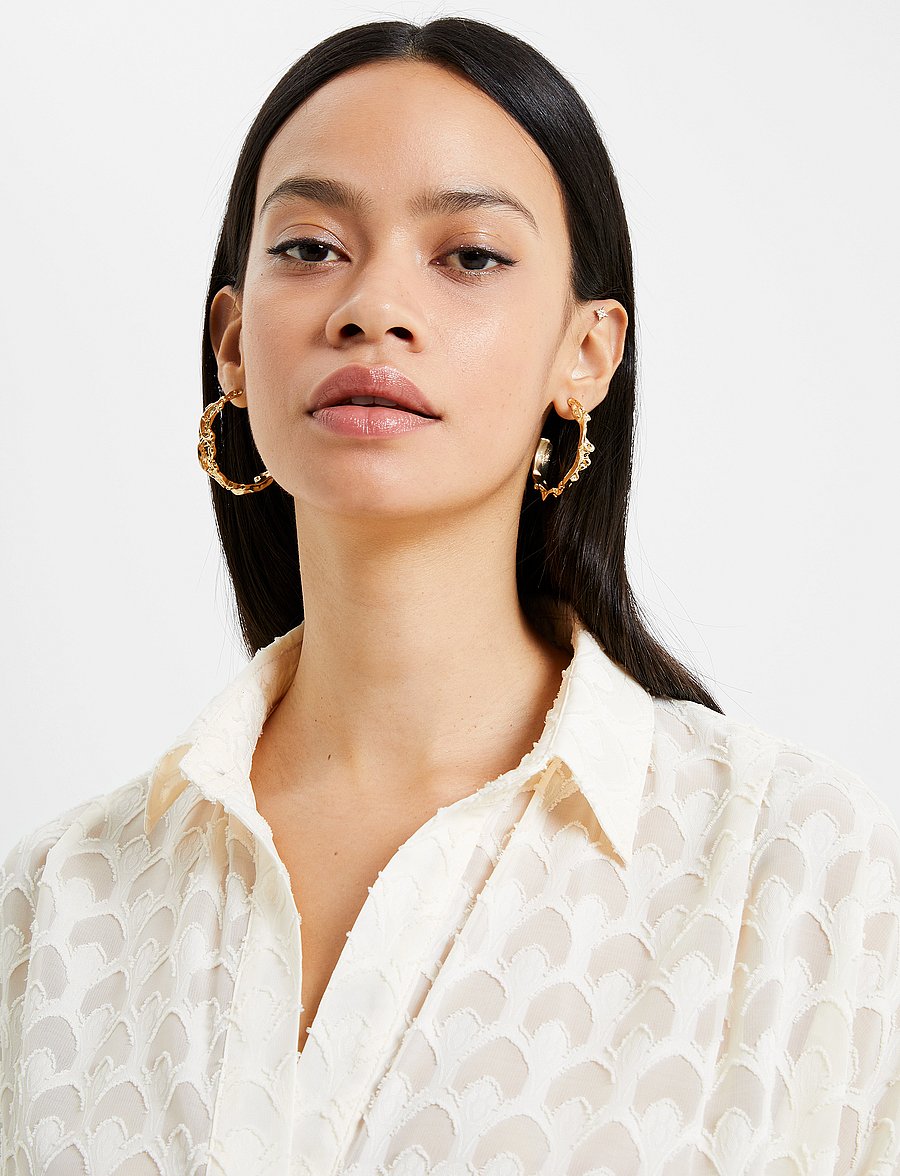 French Connection - GEO BURNOUT POPOVER SHIRT - classic cream - 3