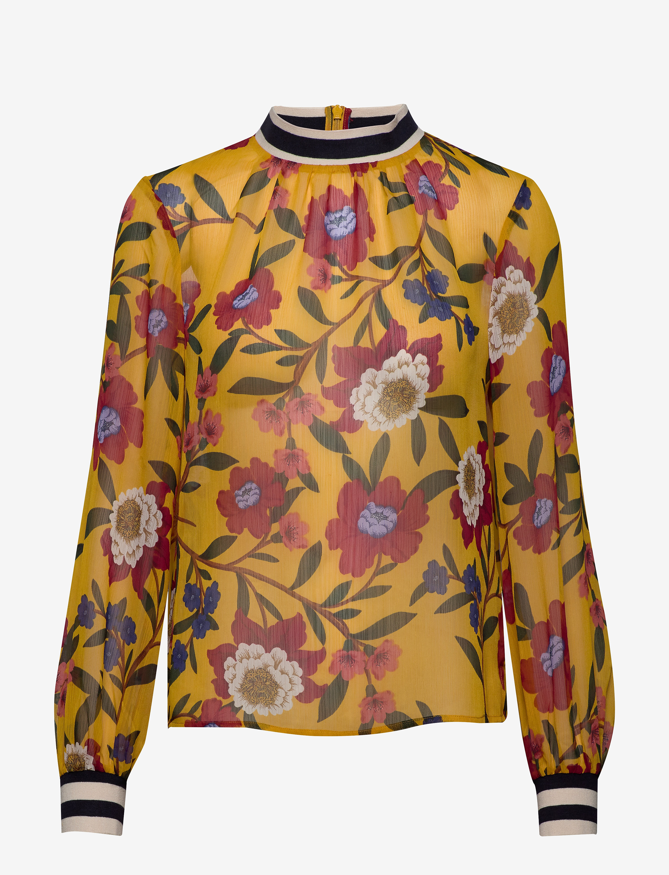 French Connection - ELOISE CRINKLE L/S PRINTED TOP - mustard seeds multi - 0