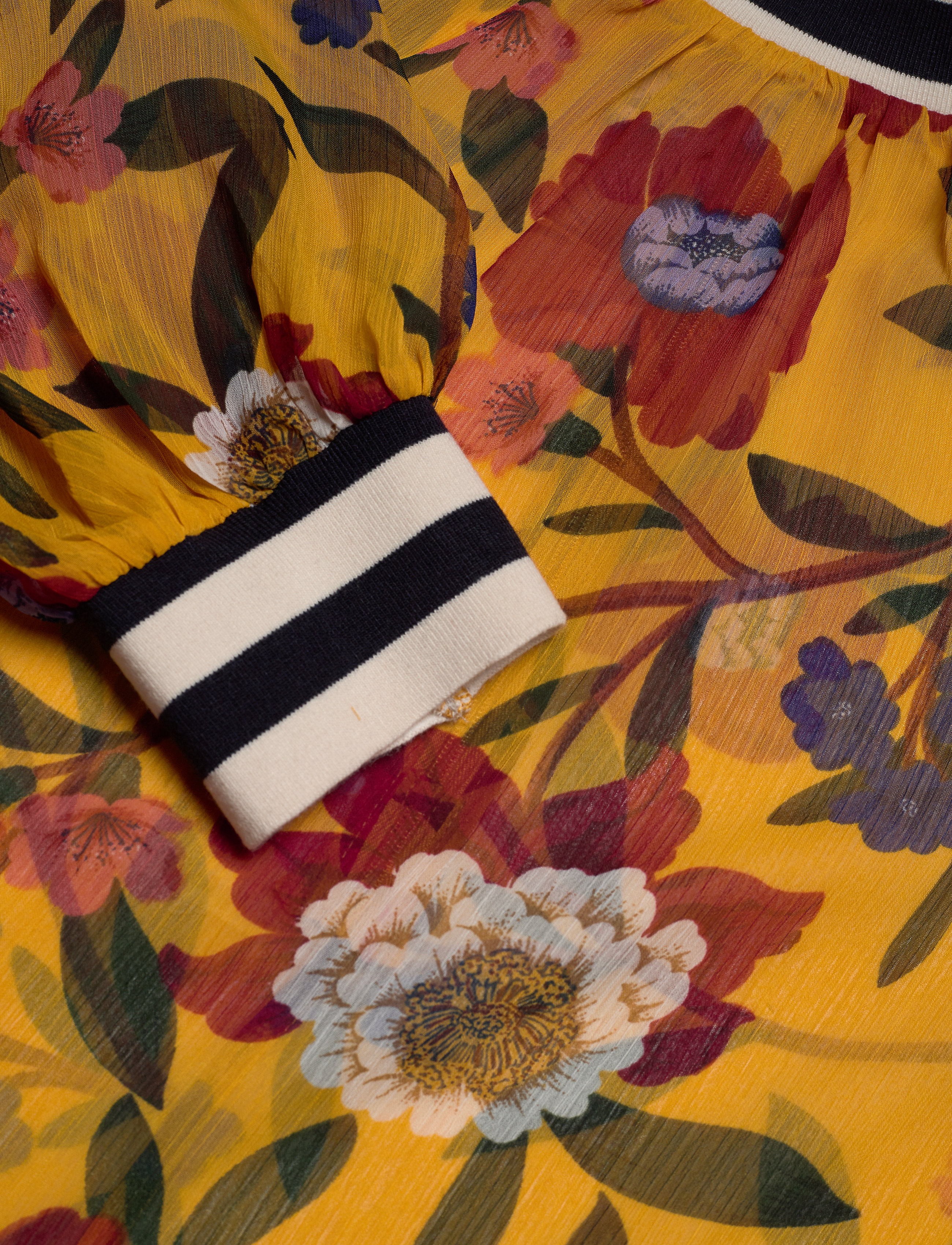 French Connection - ELOISE CRINKLE L/S PRINTED TOP - mustard seeds multi - 2