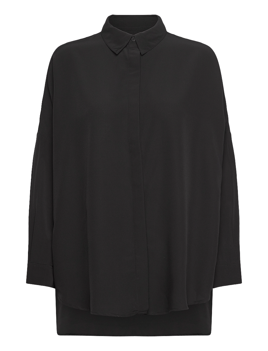 French Connection - CAPRINA CREPE LS BUTTON SHIRT - langärmlige hemden - black - 1