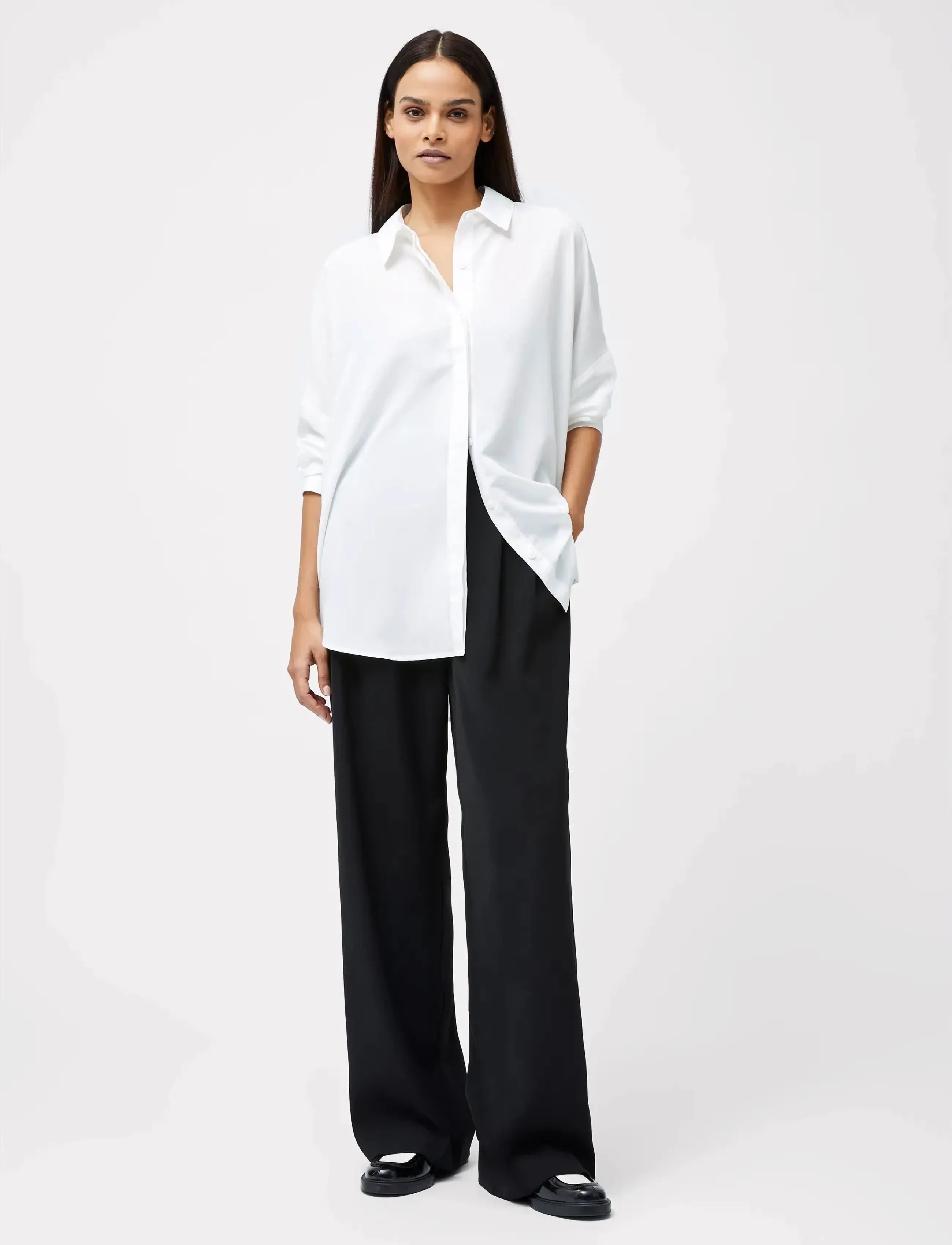 French Connection Caprina Crepe Ls Button Shirt, Kvinder, Langærmet Knapskjorte, Hvid, Str: XS