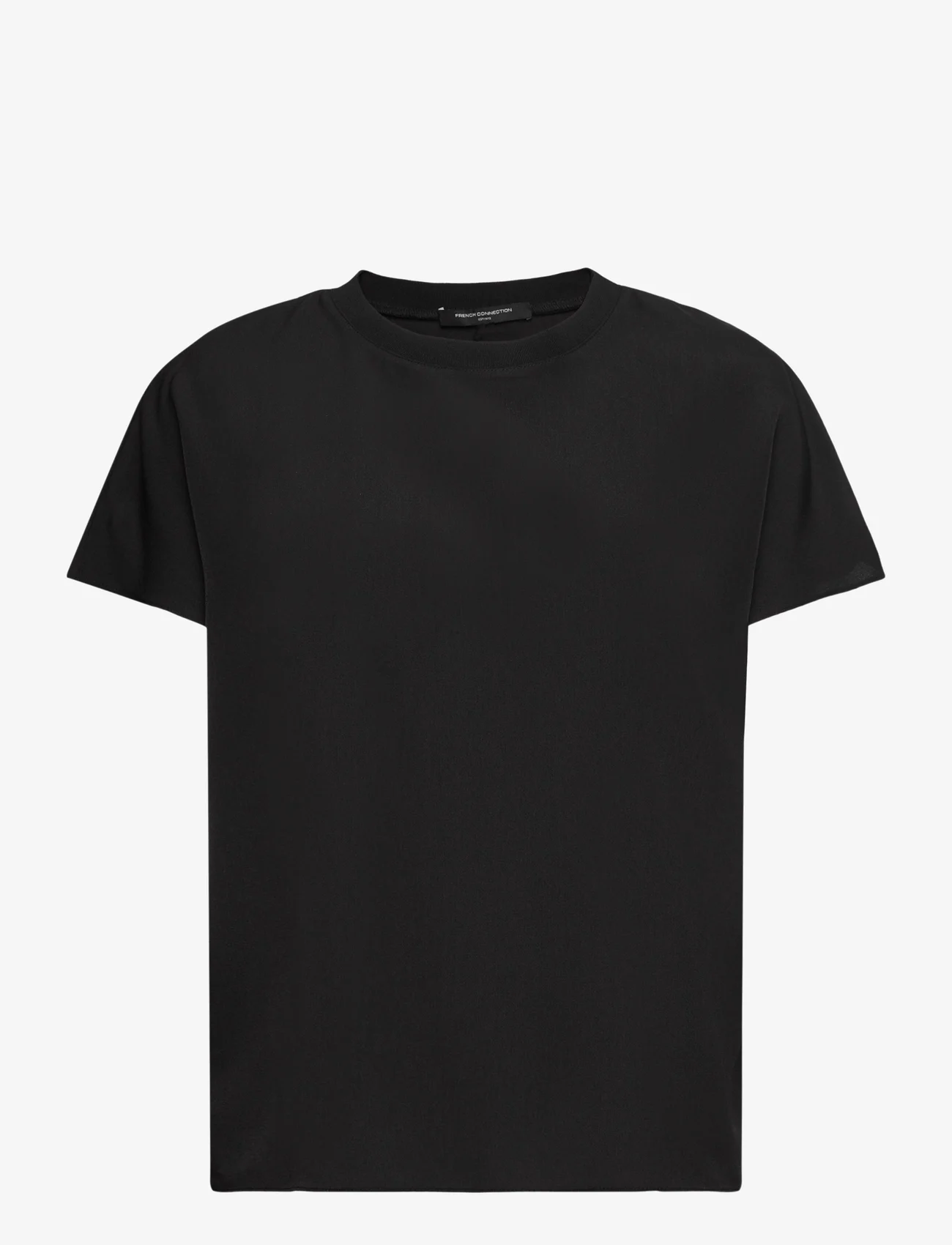French Connection - CREPE LIGHT CREW NECK TOP - t-shirts - black - 1