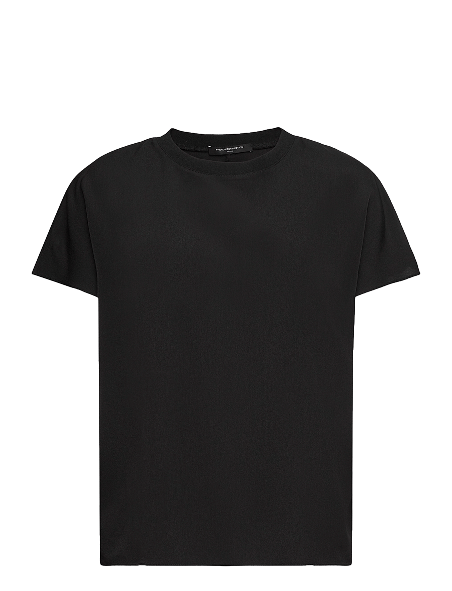 French Connection - CREPE LIGHT CREW NECK TOP - t-paidat - black - 1