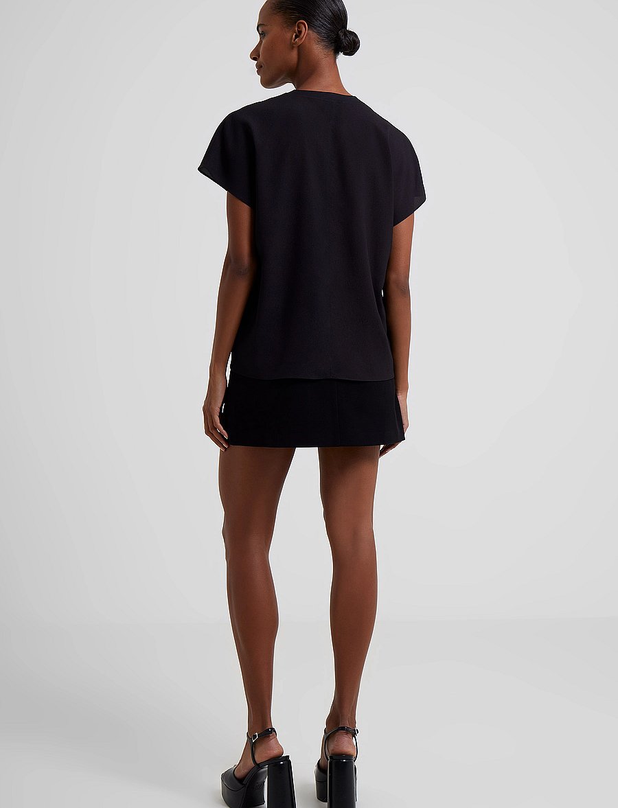 French Connection - CREPE LIGHT CREW NECK TOP - t-paidat - black - 3