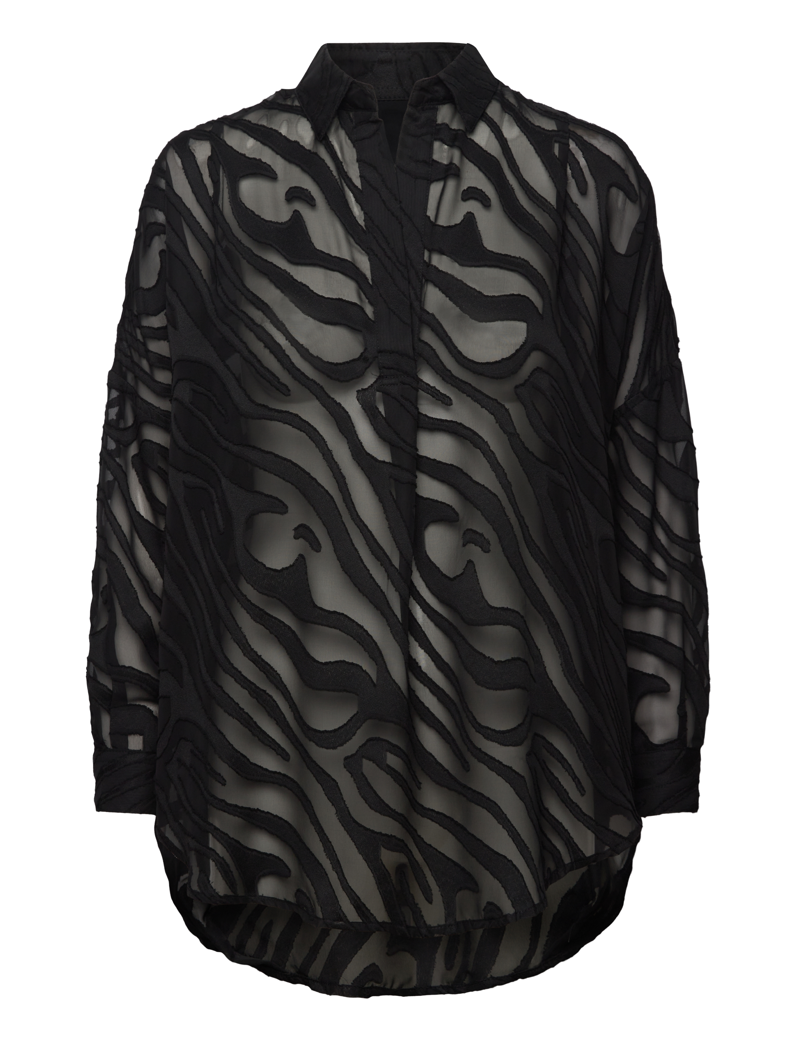 FRENCH CONNECTION Zebra Devore Popover Schwarz - S - Damen