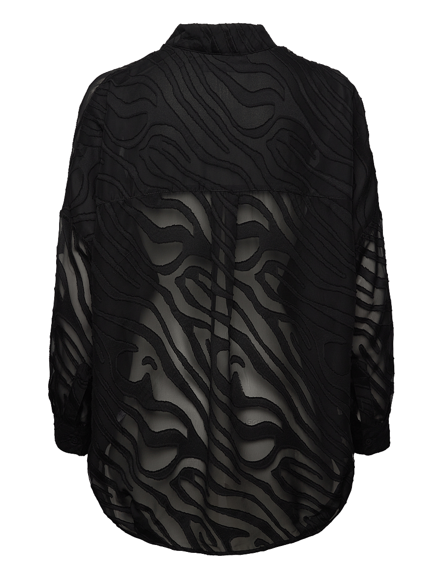 French Connection - ZEBRA DEVORE POPOVER - langærmede skjorter - black - 2
