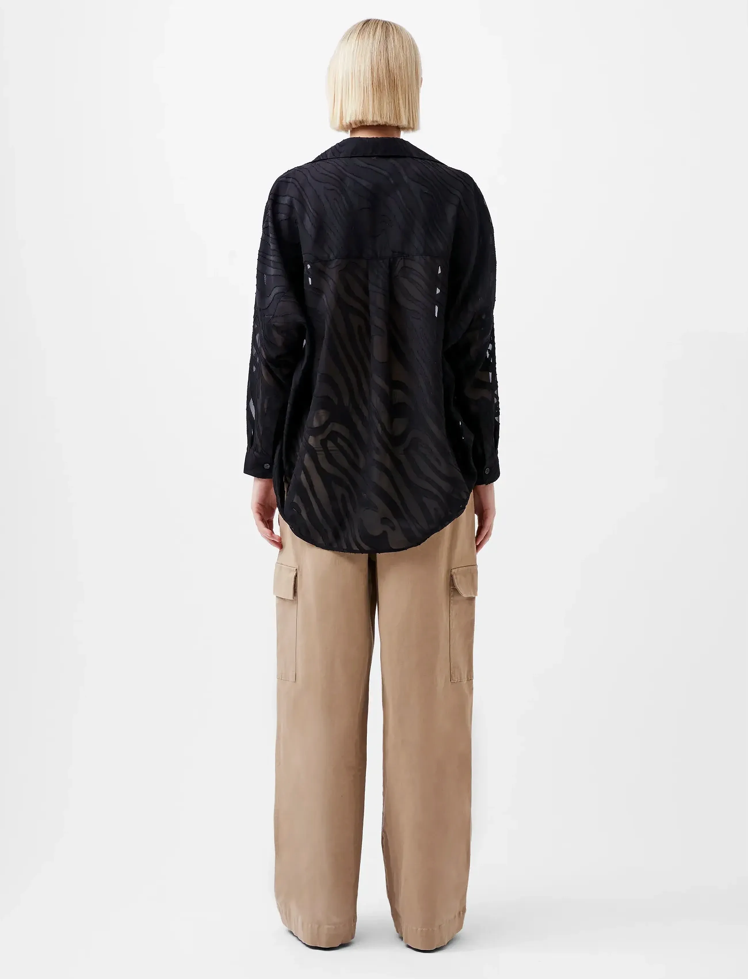 French Connection - ZEBRA DEVORE POPOVER - pikkade varrukatega särgid - black - 4