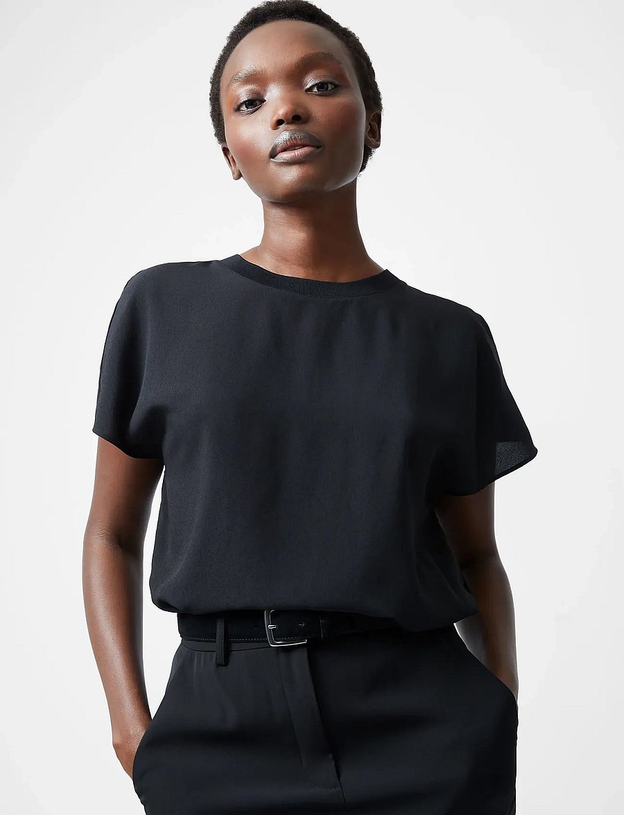 French Connection - CAPRINA CREPE CREW NECK TOP - black - 2