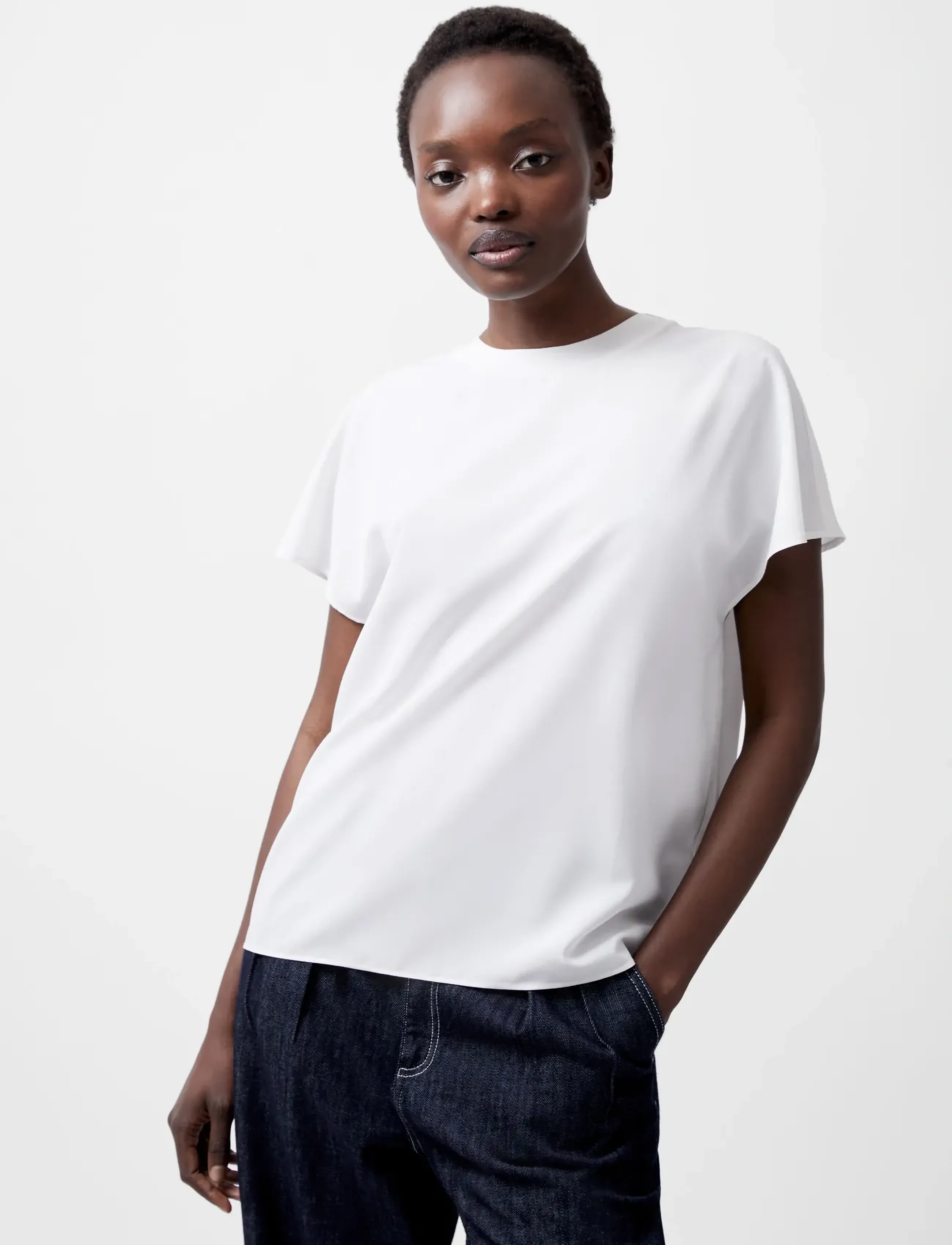 French Connection - CAPRINA CREPE CREW NECK TOP - winter white - 2
