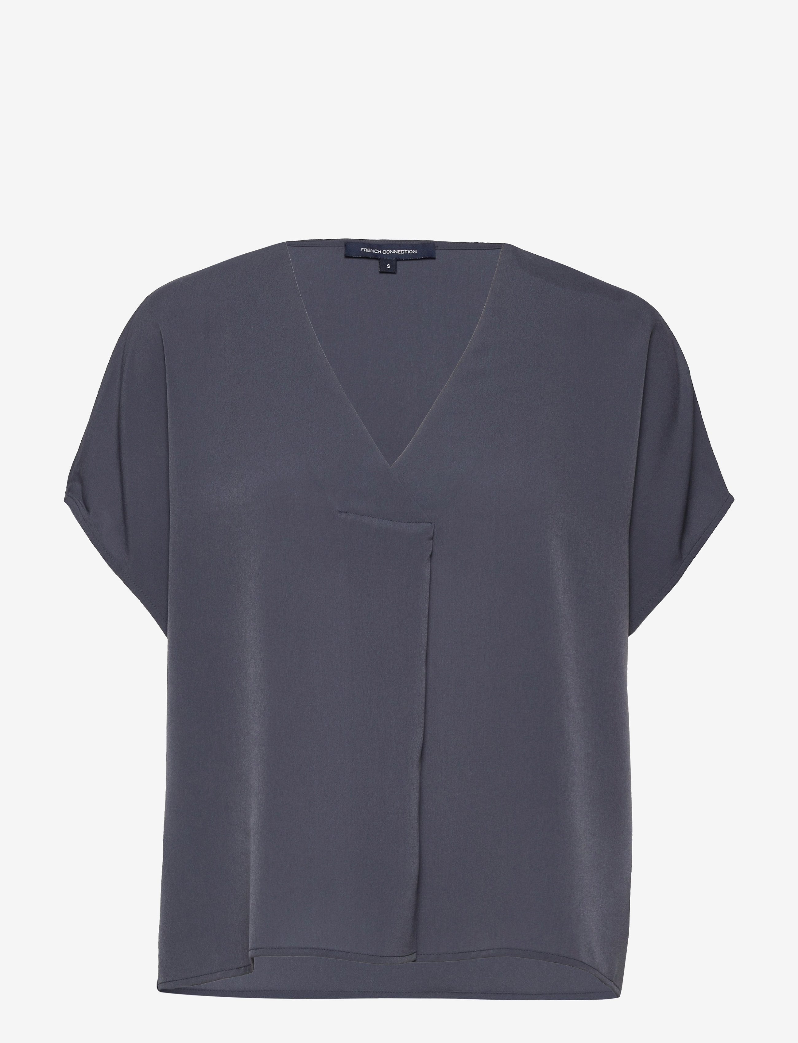 French Connection - CREPE LIGHT S/S V NK TOP - iron ink - 1