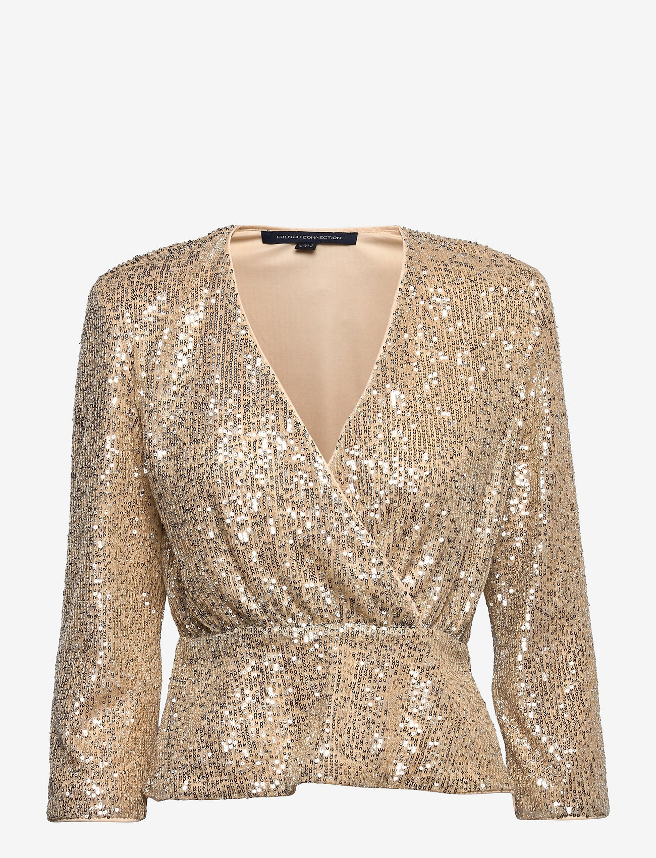 French Connection - PF ESHKA SEQUIN WRAP TOP - silver/cement - 0