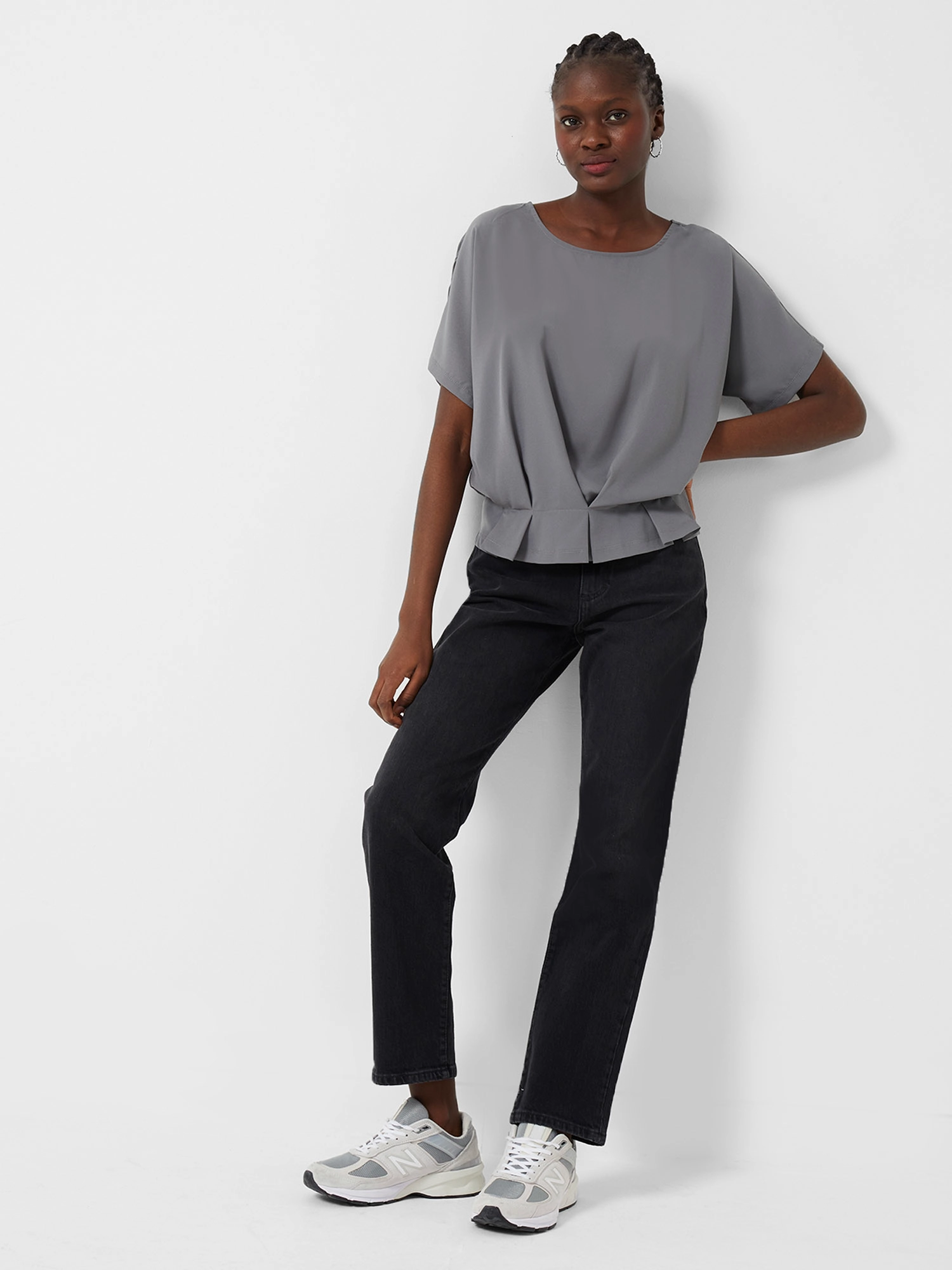 French Connection - AUGUSTA PLEAT PEPLUM HEM TOP - warm graphite - 3