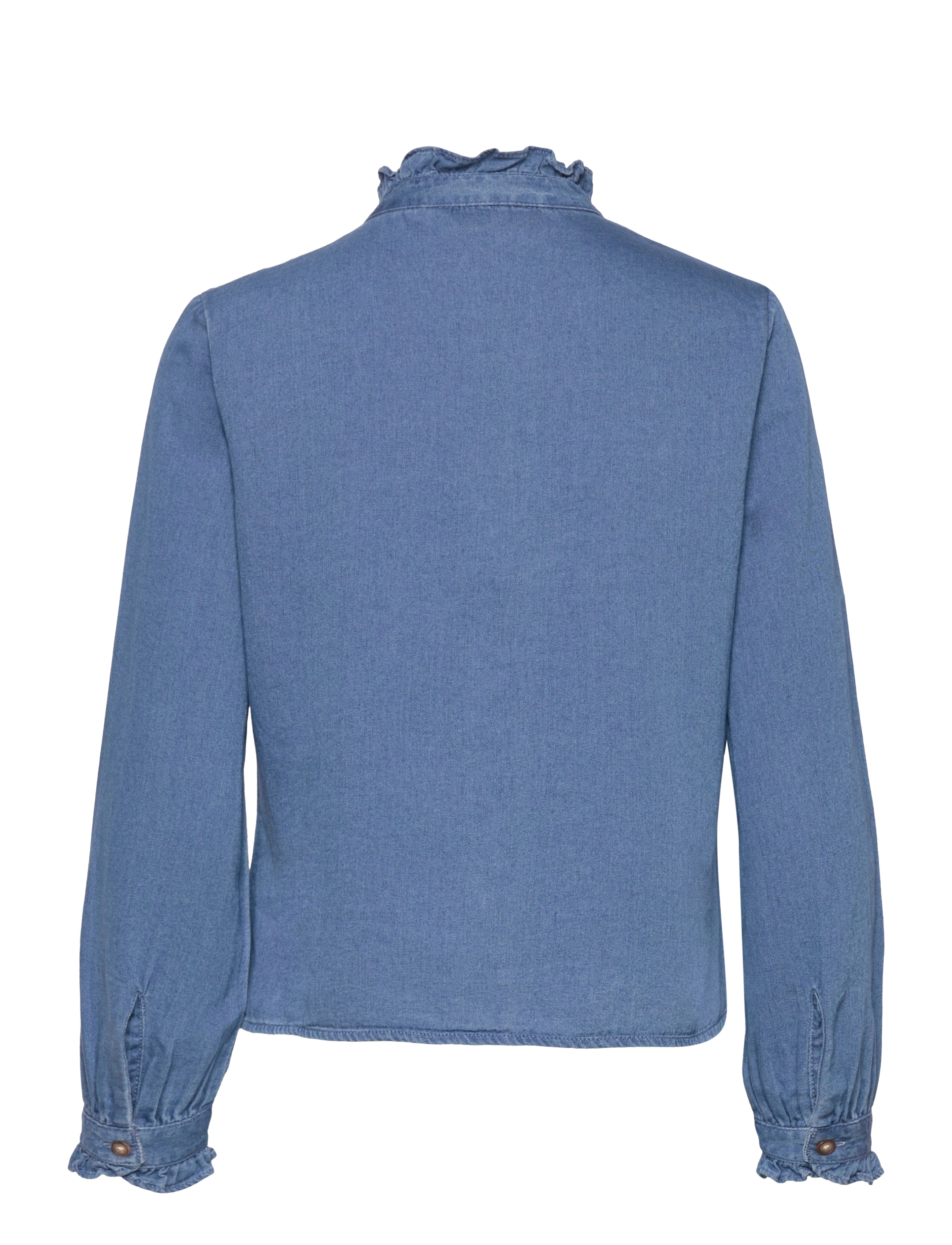 French Connection - ZAVES CHAMBRAY RUFFLE BLOUSE - dark stone wash - 1