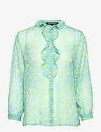 BONITA RUFFLE FRONT LS SHIRT - FORGET ME NOT/SUNSHN