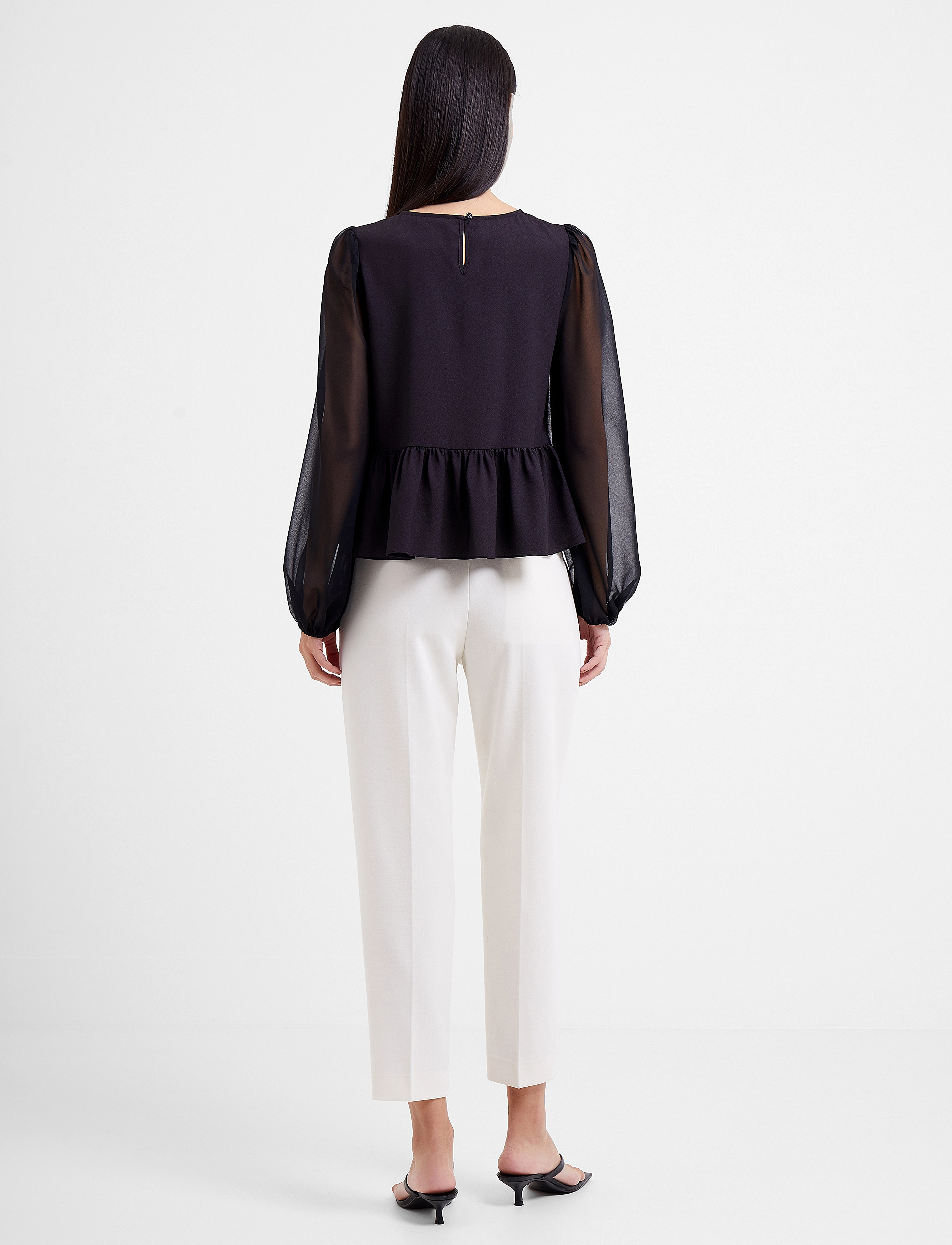 French Connection - CREPE LIGHT GEORGETT PEPLUM TP - black - 4