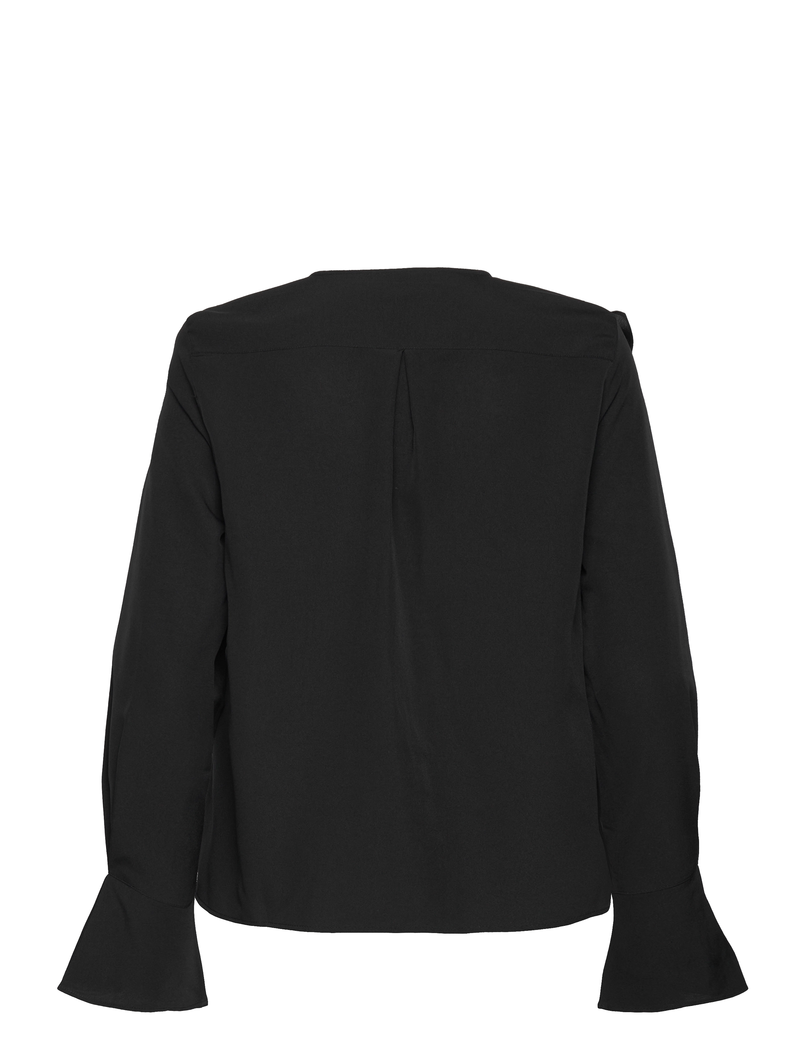 French Connection - CREPE LIGHT ASYMM FRILL SHIRT - blackout - 1