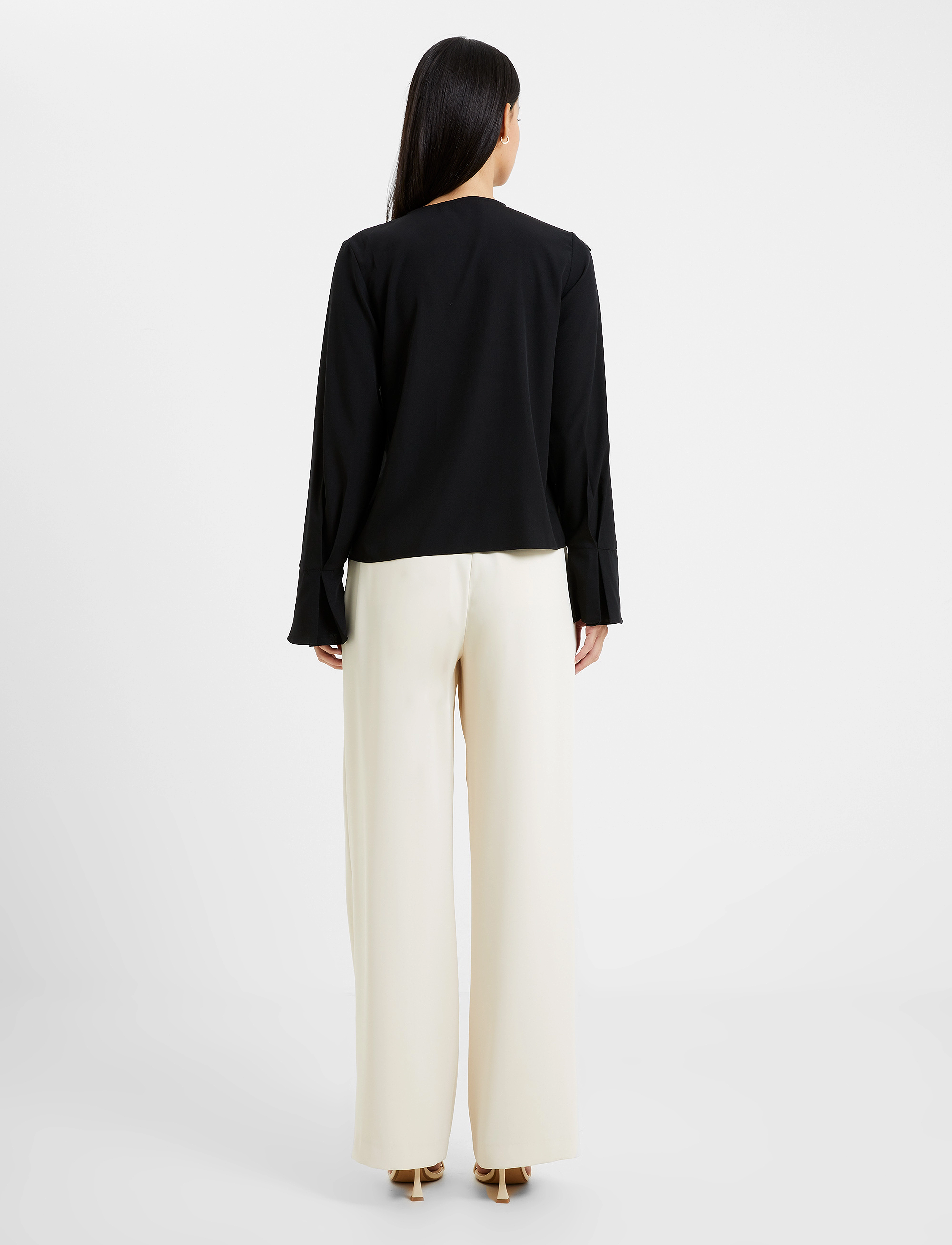 French Connection - CREPE LIGHT ASYMM FRILL SHIRT - blackout - 3