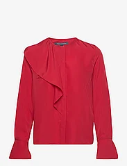 French Connection - CREPE LIGHT ASYMM FRILL SHIRT - langærmede bluser - warm red - 0