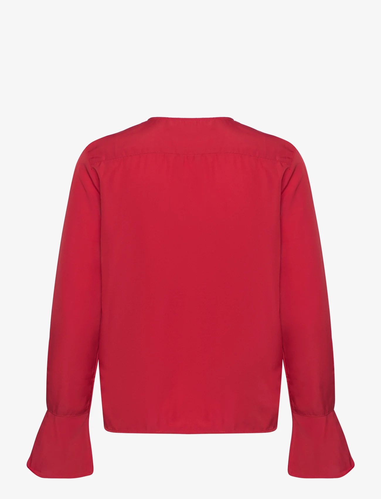 French Connection - CREPE LIGHT ASYMM FRILL SHIRT - langærmede bluser - warm red - 1