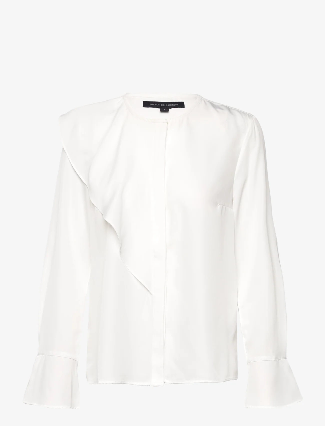 French Connection - CREPE LIGHT ASYMM FRILL SHIRT - langermede bluser - winter white - 0