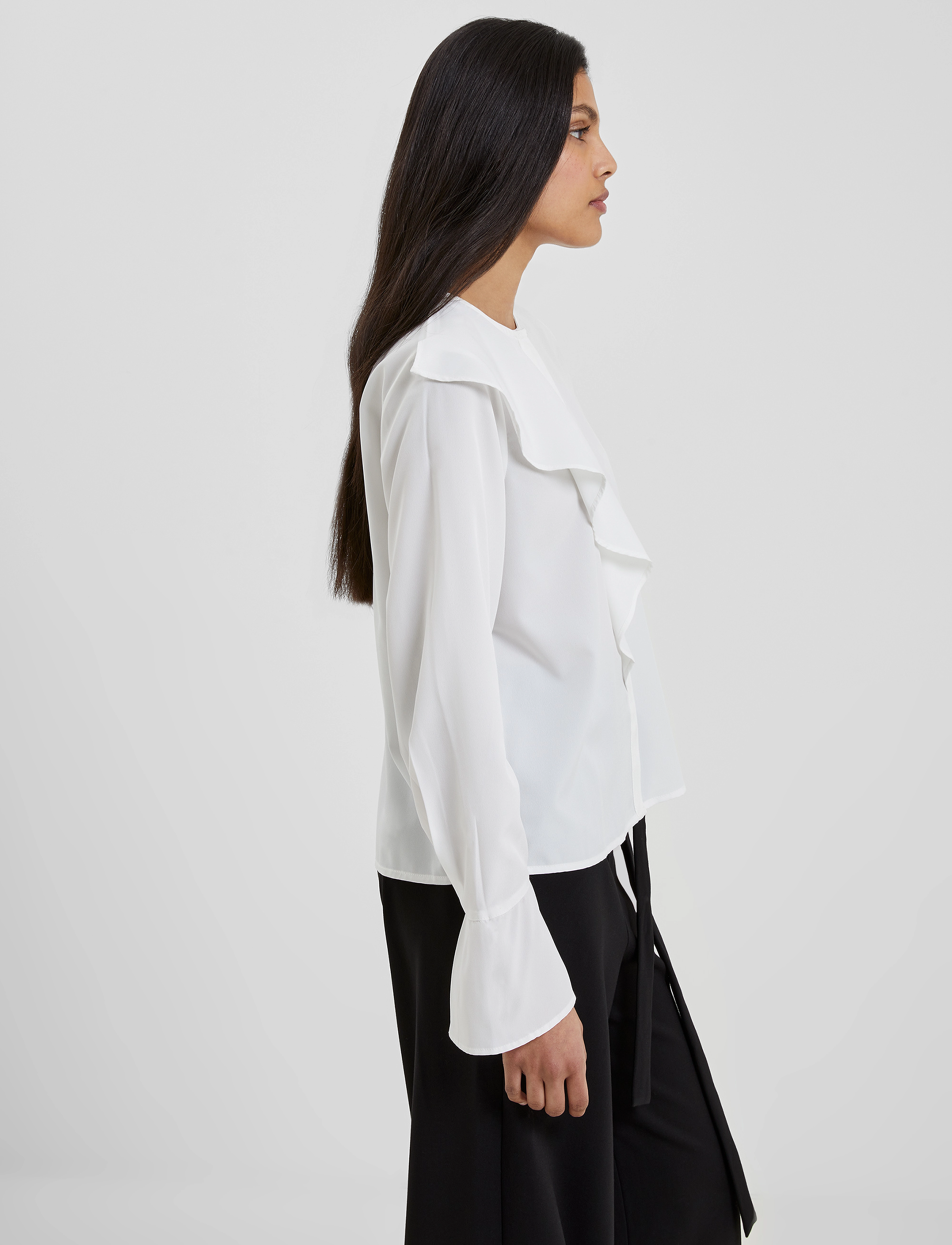 French Connection - CREPE LIGHT ASYMM FRILL SHIRT - winter white - 3