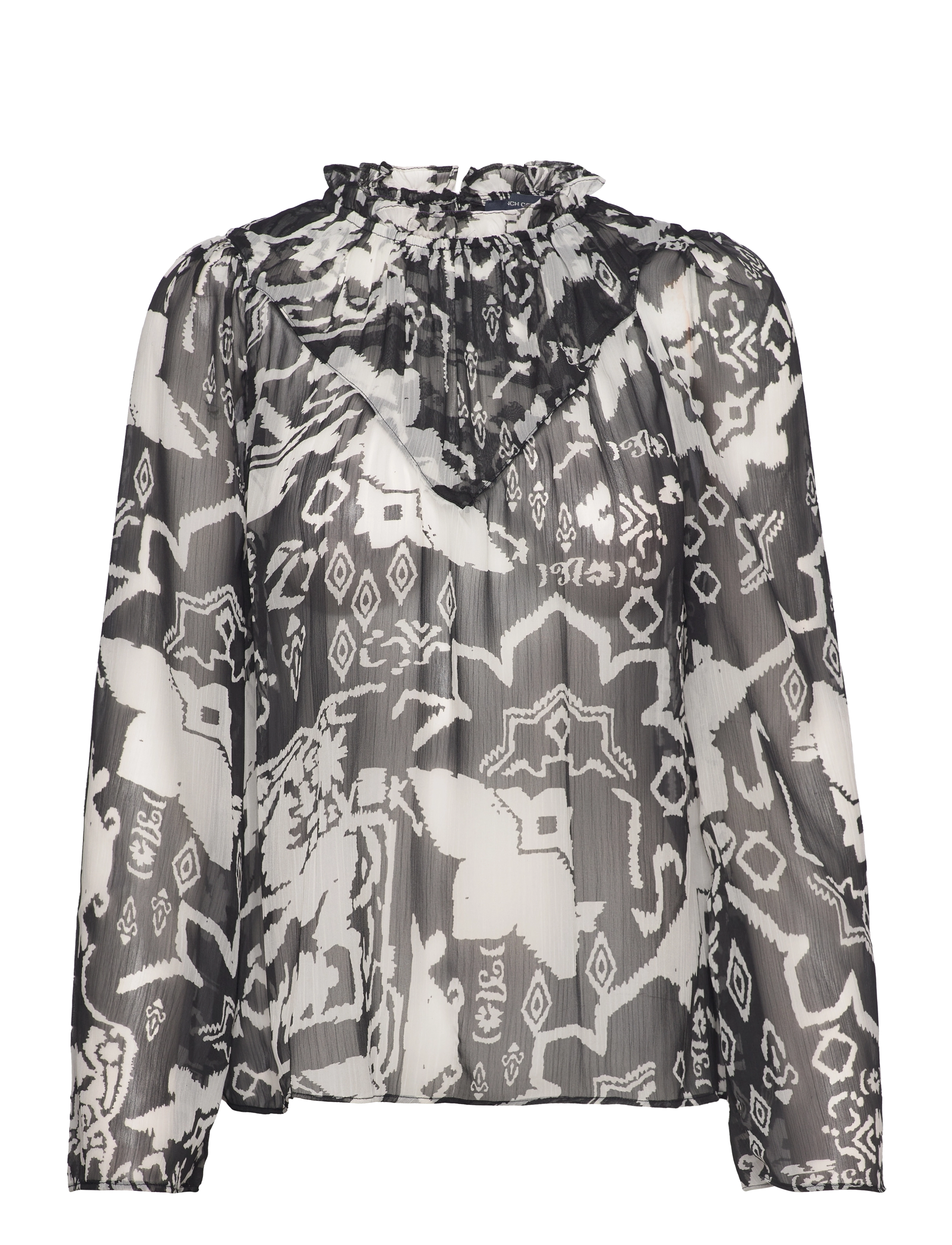 French Connection DEON HALLIE HIGH NK POPOVER - Bluser & Skjorter - BLACK/CREAM / black