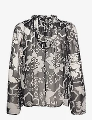 French Connection - DEON HALLIE HIGH NK POPOVER - long-sleeved blouses - black/cream - 1
