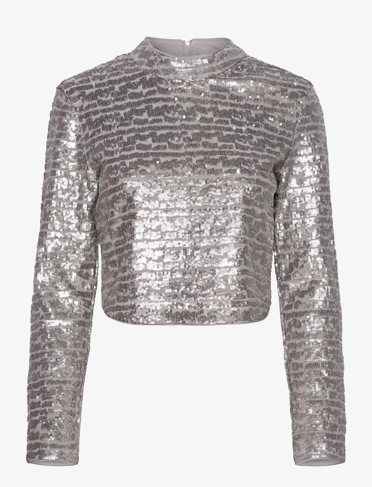French Connection - ADALYNN SEQUIN TOP - long-sleeved tops - gun metal - 0